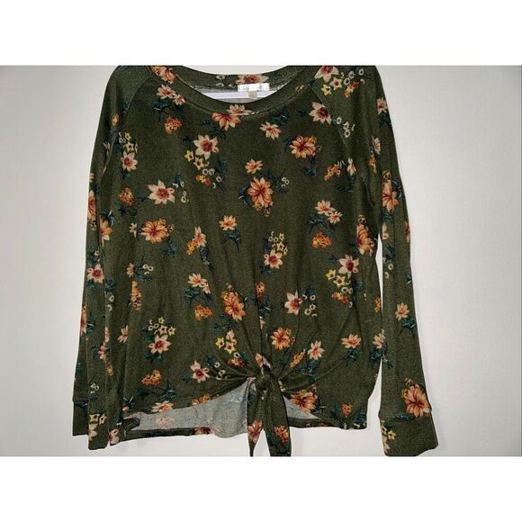 Nine Britton Women’s XL Billie Tie Front Brushed Knit Floral Top - Picture 4 of 7